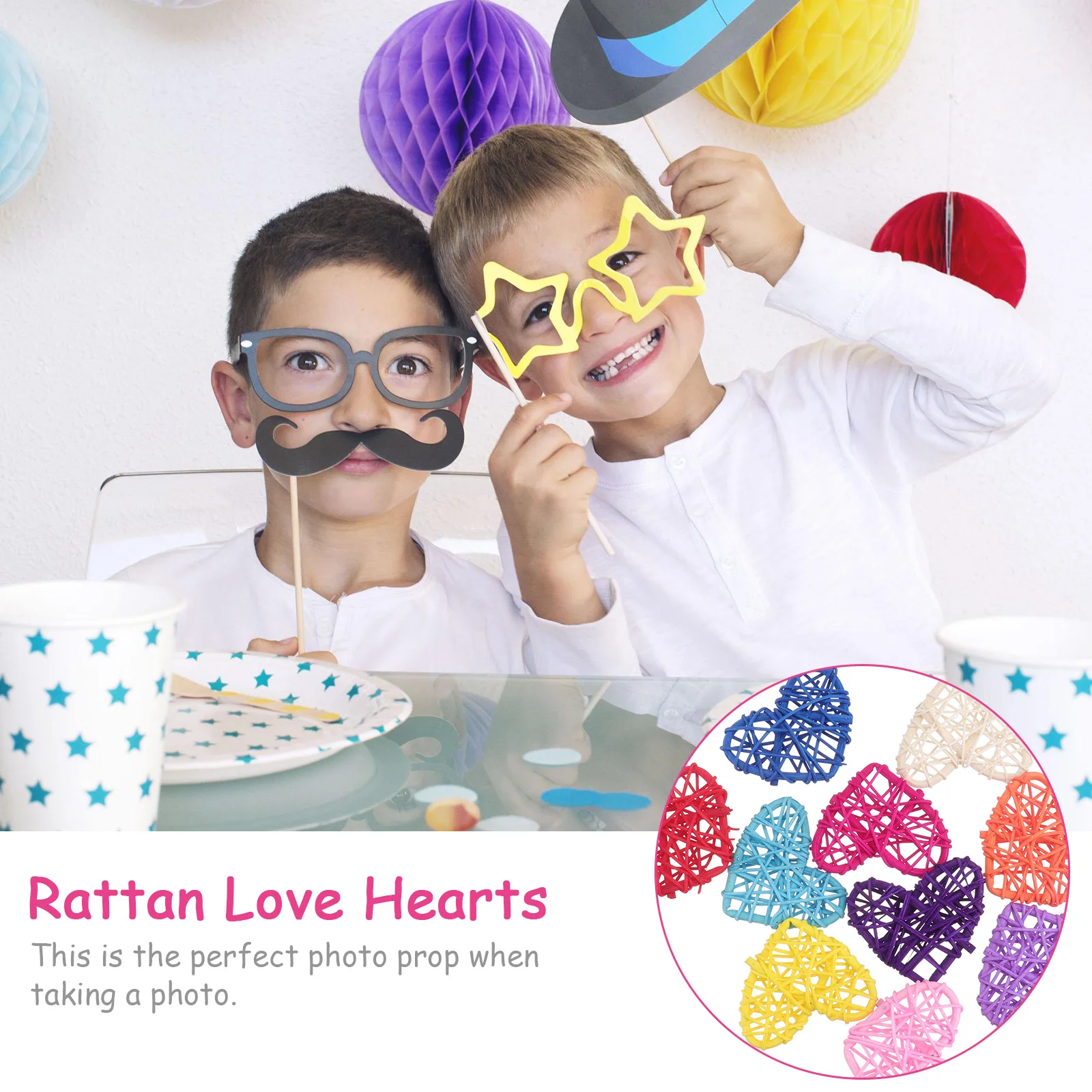 

10pcs Wedding Home Party Rattan Love Heart Decorations Eco Friendly Tabletop Ornaments Mixed Color Nordic Style Sofa