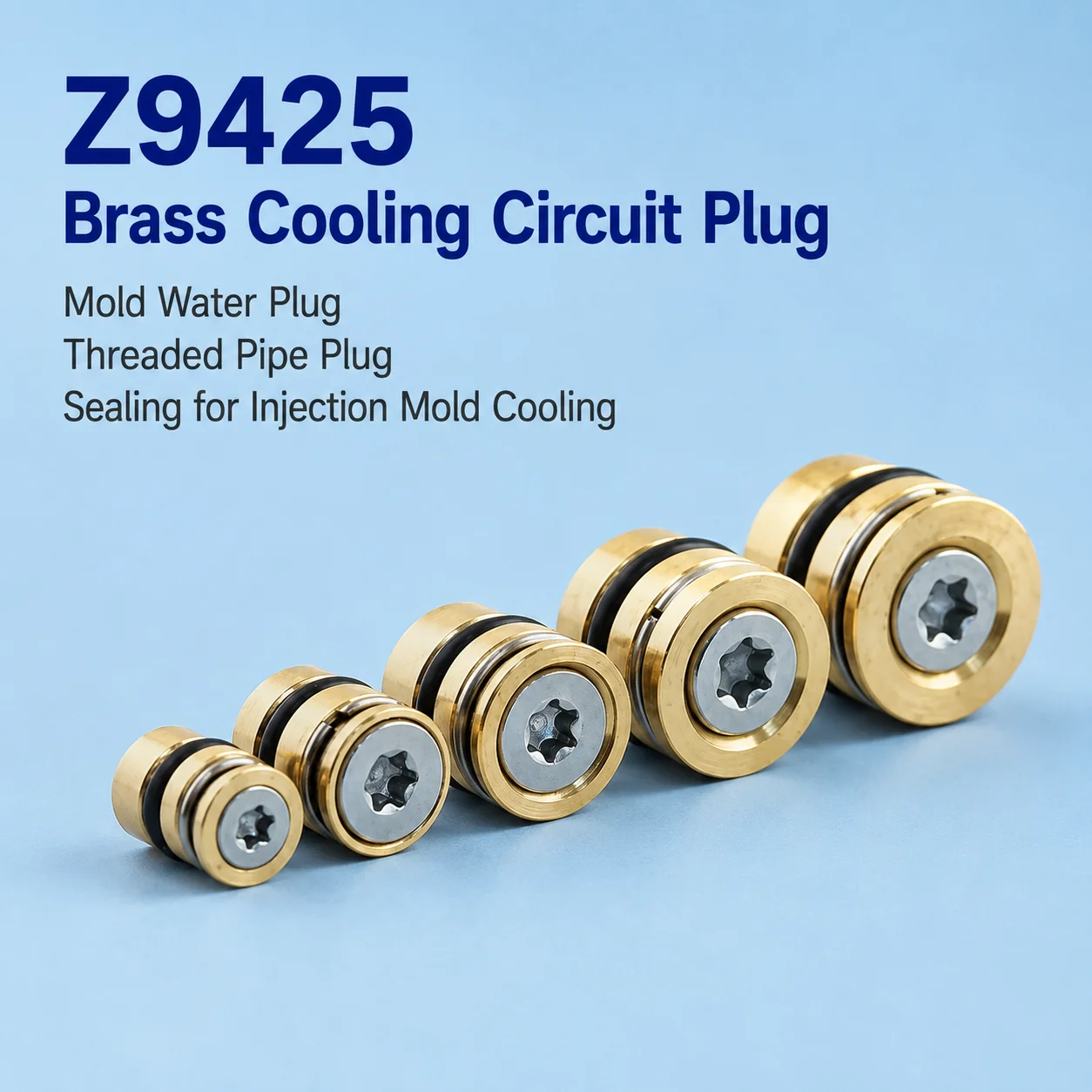 10PCS Z9425 Brass Cooling Circuit Plug Mold Water Plug Threaded Pipe Plug Sealing for Injection Mold Cooling