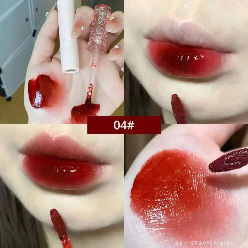 Wiśniowo-różowy błyszczyk do ust Crystal Jelly Oil Lip Tint Koreańska, długotrwała wodoodporna szminka do ust w płynie do ust