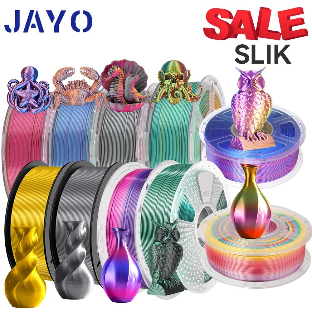 JAYO 5.5kg/5rolls SILK SKDC Multicolored Silk 3D Printer Filament 1.75mm 100% No Bubble FDM 3D Printer Materials Fast Delivery