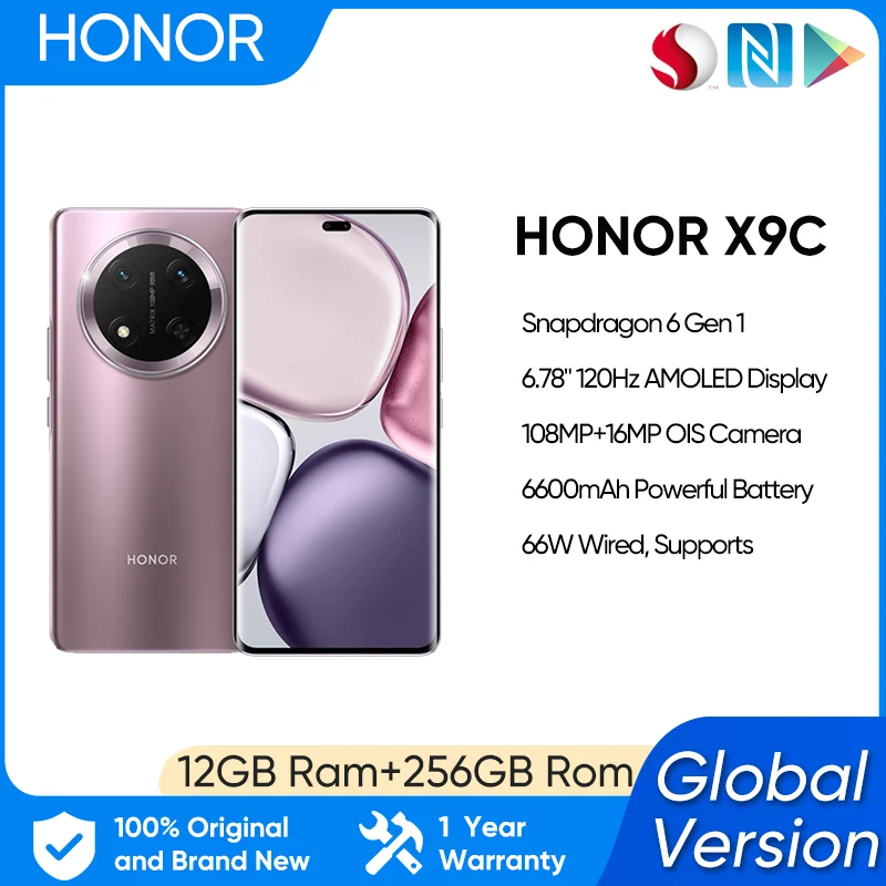 2024 HONOR X9C 5G Global Version Snapdragon 6 Gen 1 6,78 "120 Hz AMOLED PWM-scherm 6600 mAh Krachtige batterij 108 MP OIS-camera