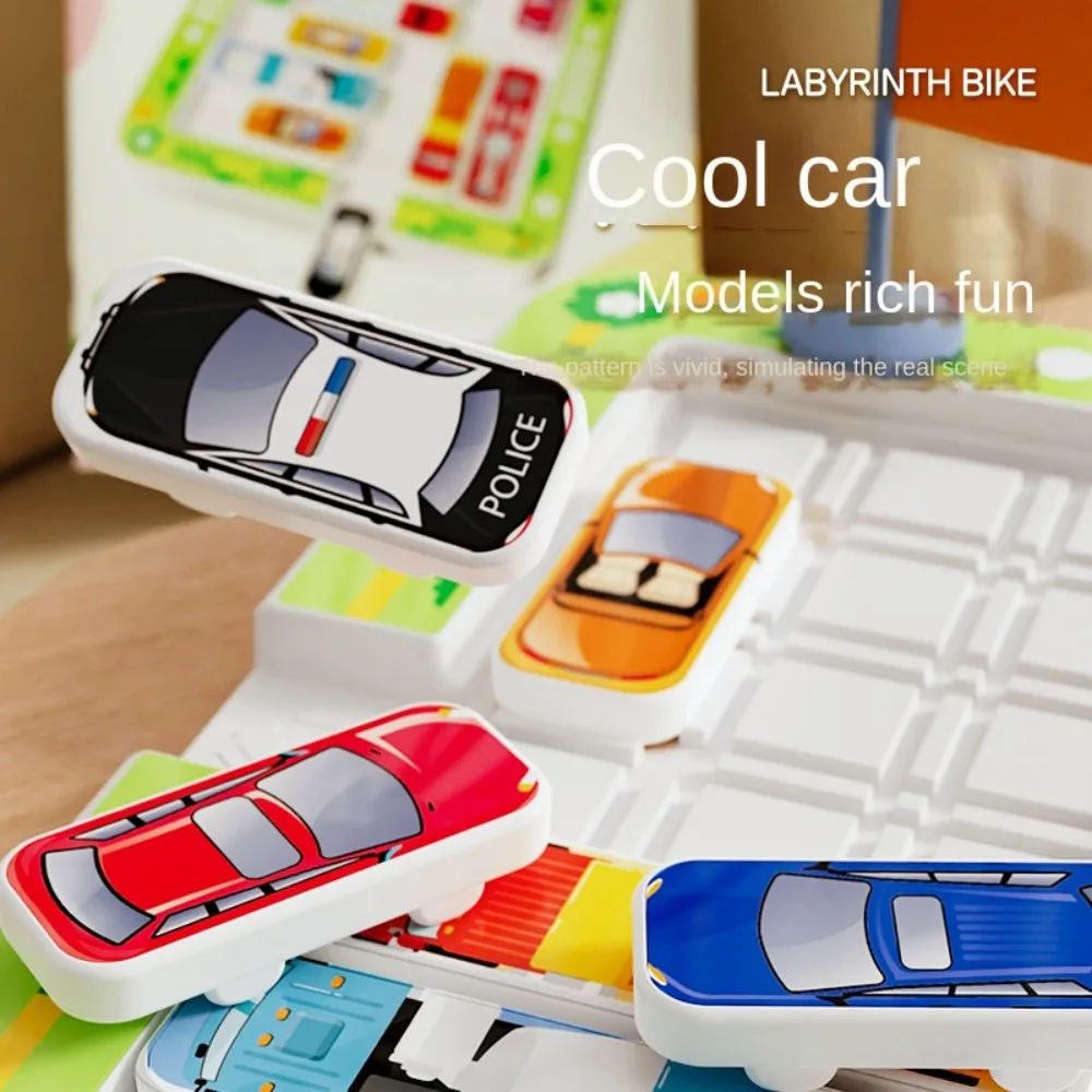 Jouet labyrinthe magnétique de voiture Montessori, jouet d'apprentissage éducatif, jeu de Puzzle de voiture coulissant, dessin animé coloré, planche de Parking, jouet cadeau pour enfants