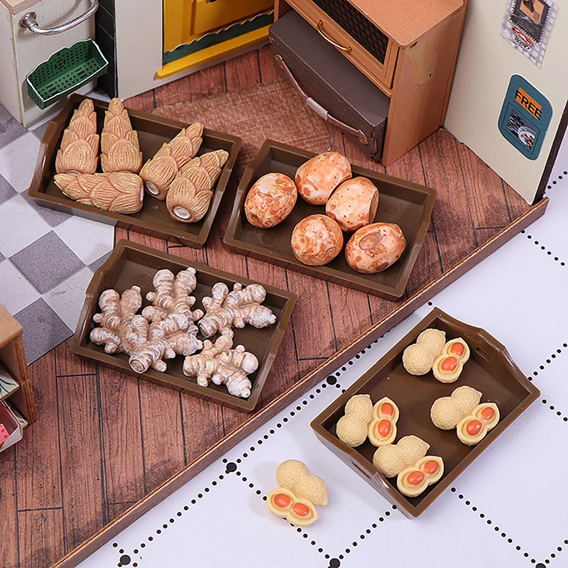 1/12 simulazione casa delle bambole verdura con Set di vassoi casa delle bambole in miniatura cucina cibo decorazione bambole accessori per la casa