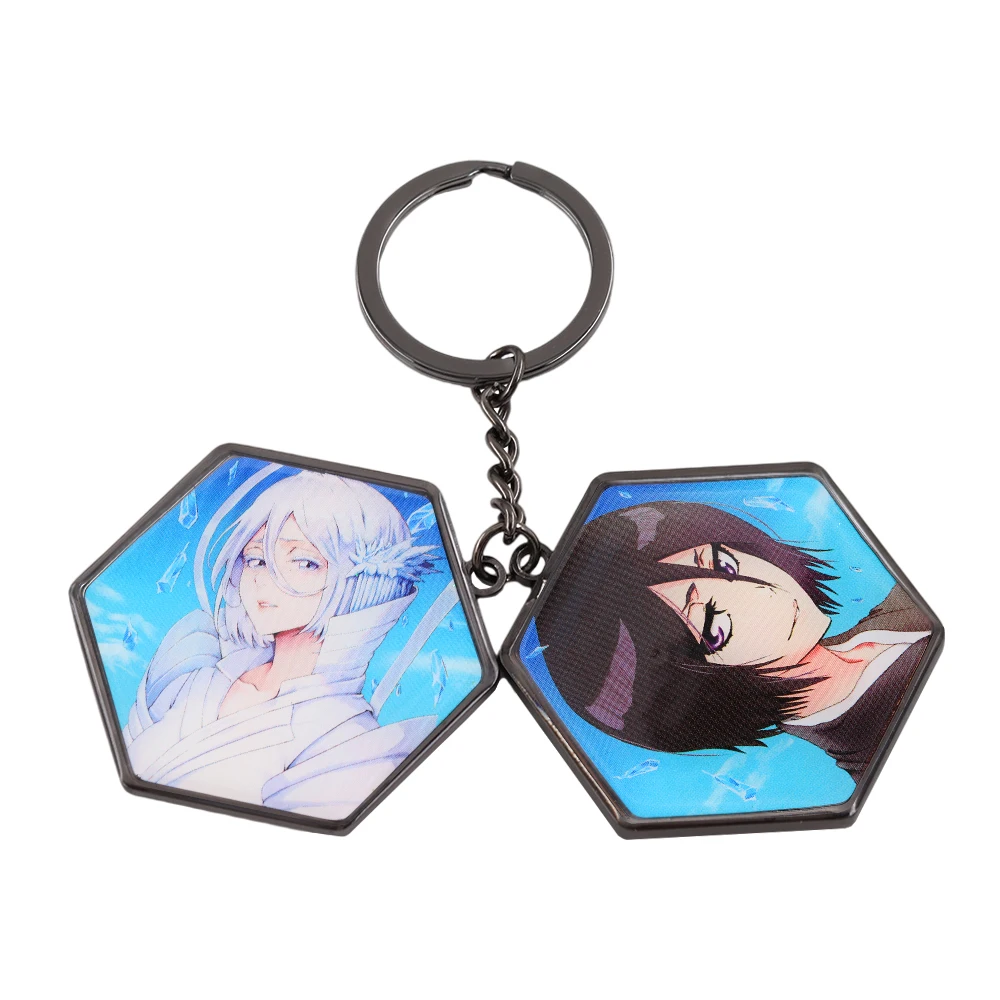 Kuchiki Rukia Double Sided Keychain Mirror Hot-blooded Fighting Anime Bleach Key Ring Clothes Backpack Decoration