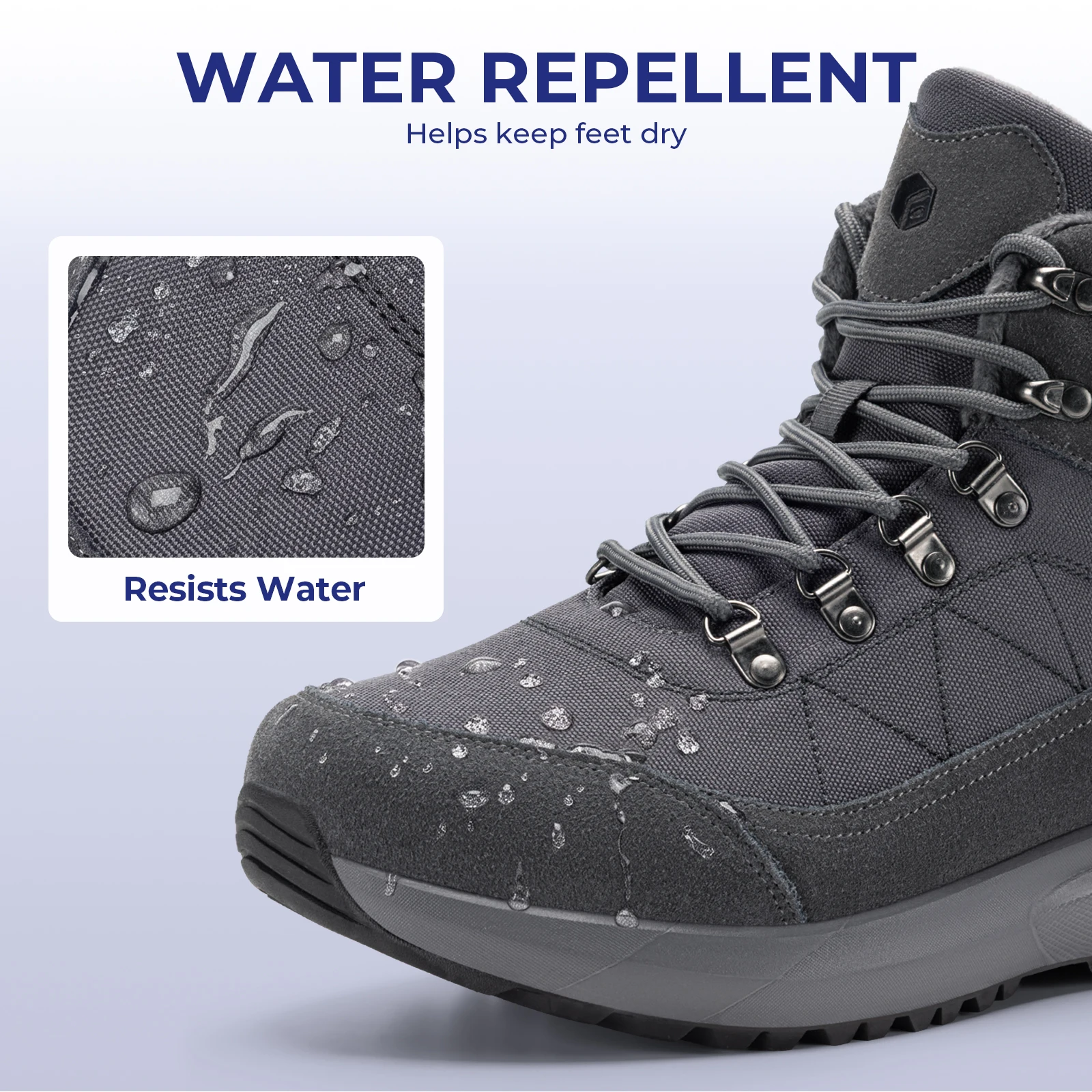 Botas de senderismo de invierno para hombre FitVille, con puntera ancha, botas de nieve, resistentes al agua, forradas con forro polar, calzado informal para senderismo, diseñadas para aliviar el dolor de pies.