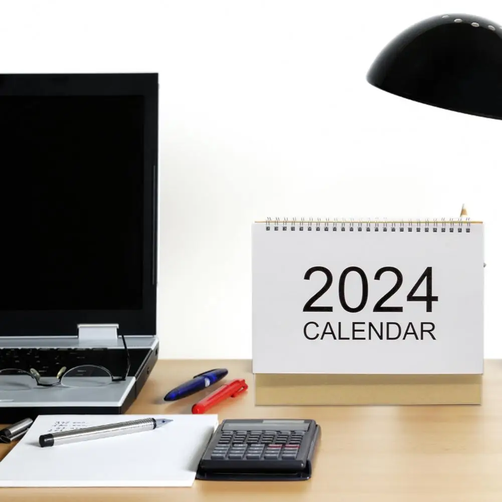 ปฏิทินโต๊ะเล็กประหยัดพื้นที่ปฏิทิน2024ปฏิทินโต๊ะเล็กแบบฝาพับตั้งได้ออกแบบมาเพื่อทำเครื่องหมายเหตุการณ์เพื่อความสะดวกในการตกแต่งสำนักงาน