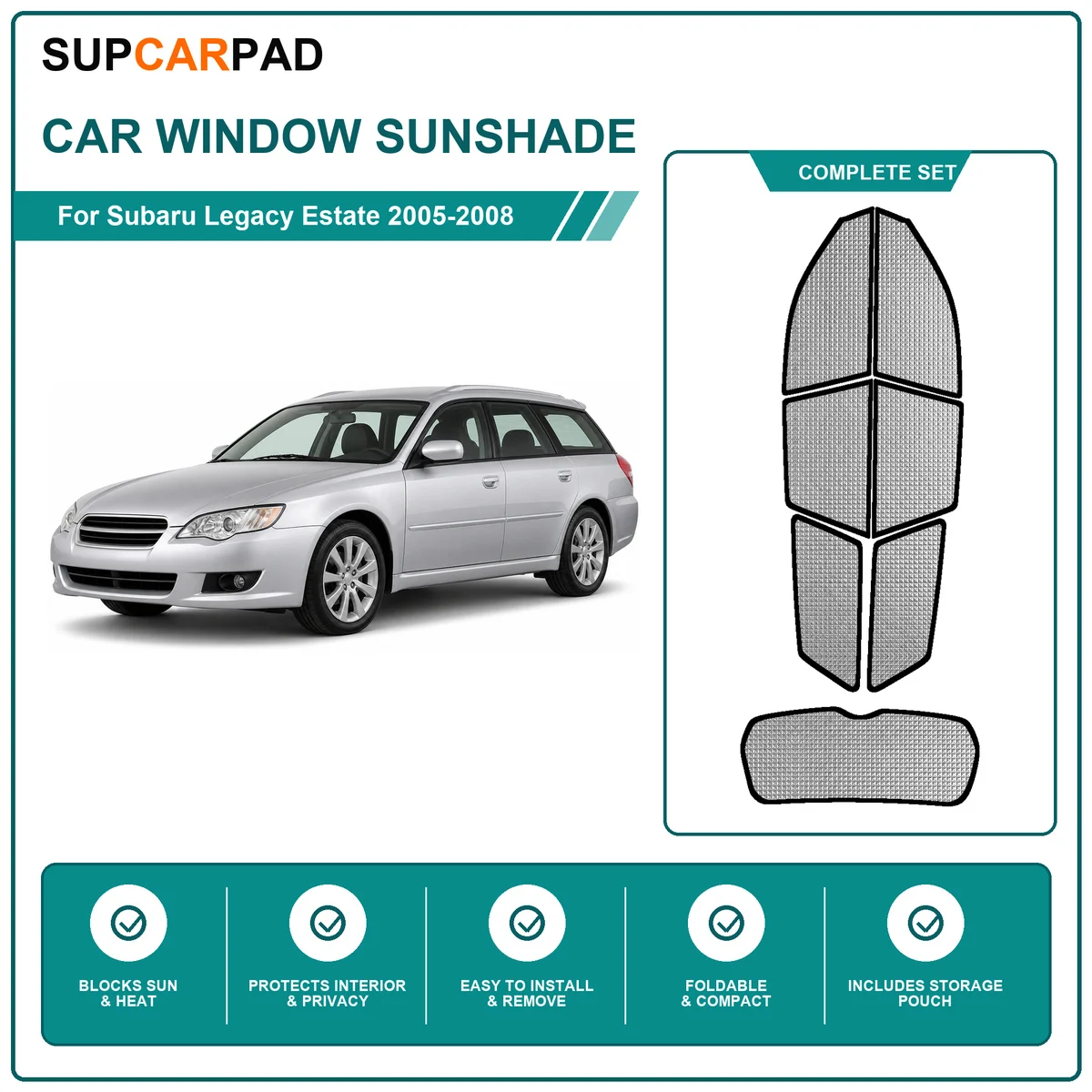 For Subaru Legacy Estate 2005-2008 Full Set Car Window Sunshades UV Block Privacy Heat Insulated Foldable Car Curtain