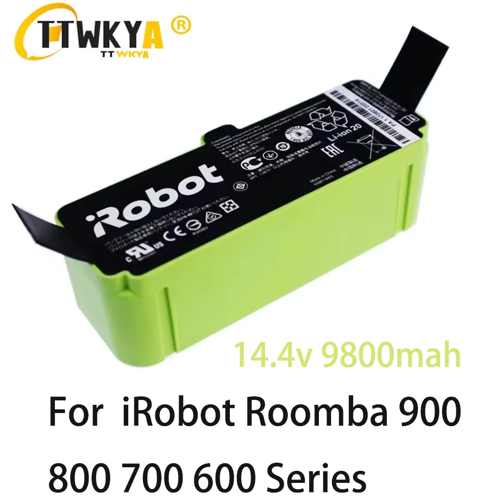 Batería de iones de litio de 14,4 V y 9800mAh para limpiador iRobot Roomba 900 800 700 600 Series 960 980 981 965 895 890 860