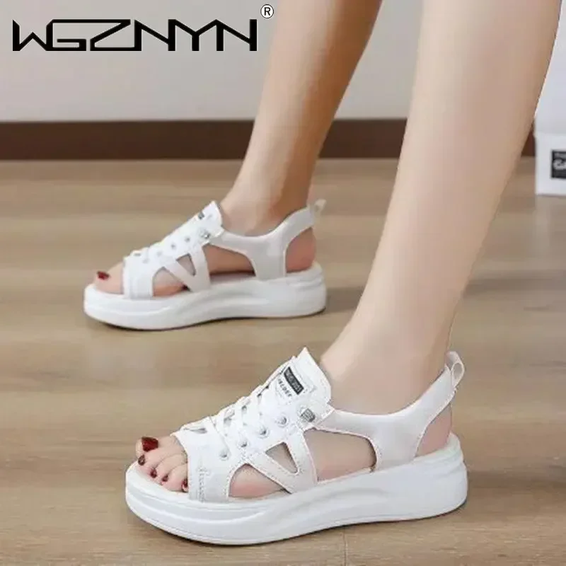 

Women's Sandals Beach Shoes 2026 Summer Hollow Breathable Casual Sports Sneaker Fashion Female Platform All-match Streeat Sandls