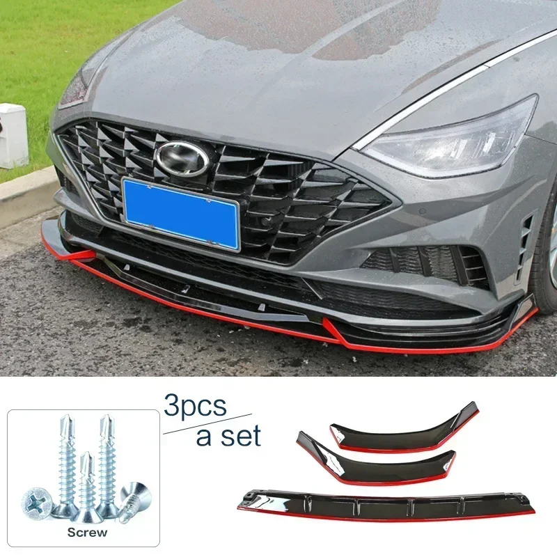 New！ Front Bumper Splitter for Hyundai Sonata 10th 2019 20 Lip Diffuser Carbon Surface Skirt Body Kit Spoiler