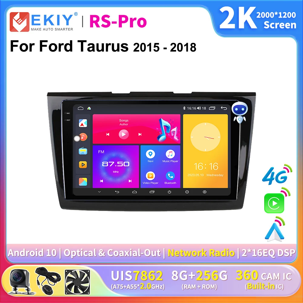 

EKIY 2K Screen CarPlay Radio For Ford Taurus 2015-2018 Android Auto 4G Car Multimedia Player Stereo GPS 2Din Navigation Ai Voice