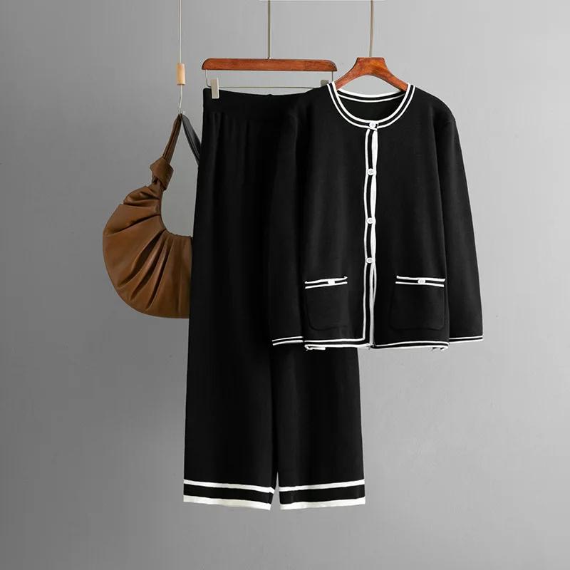 Ensemble 2 pièces pour femmes musulmanes, Cardigan, pull tricoté, pantalon à jambes larges, tenues d'automne et d'hiver, Ensemble de tricot, 2025