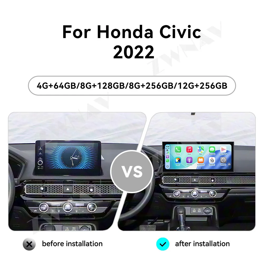 Qualcomm 15.8 pollici CarPlay QLED Autoradio Android 15 Per Honda Civic 2022 Navigazione GPS Stereo Lettore Multimediale Unità Principale