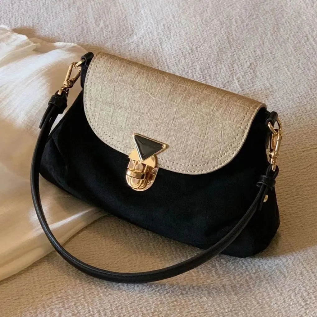 Roupeiro de poliéster com versátil e elegante, Cross-body Bag, adequado para todas as ocasiões, bolsa preta