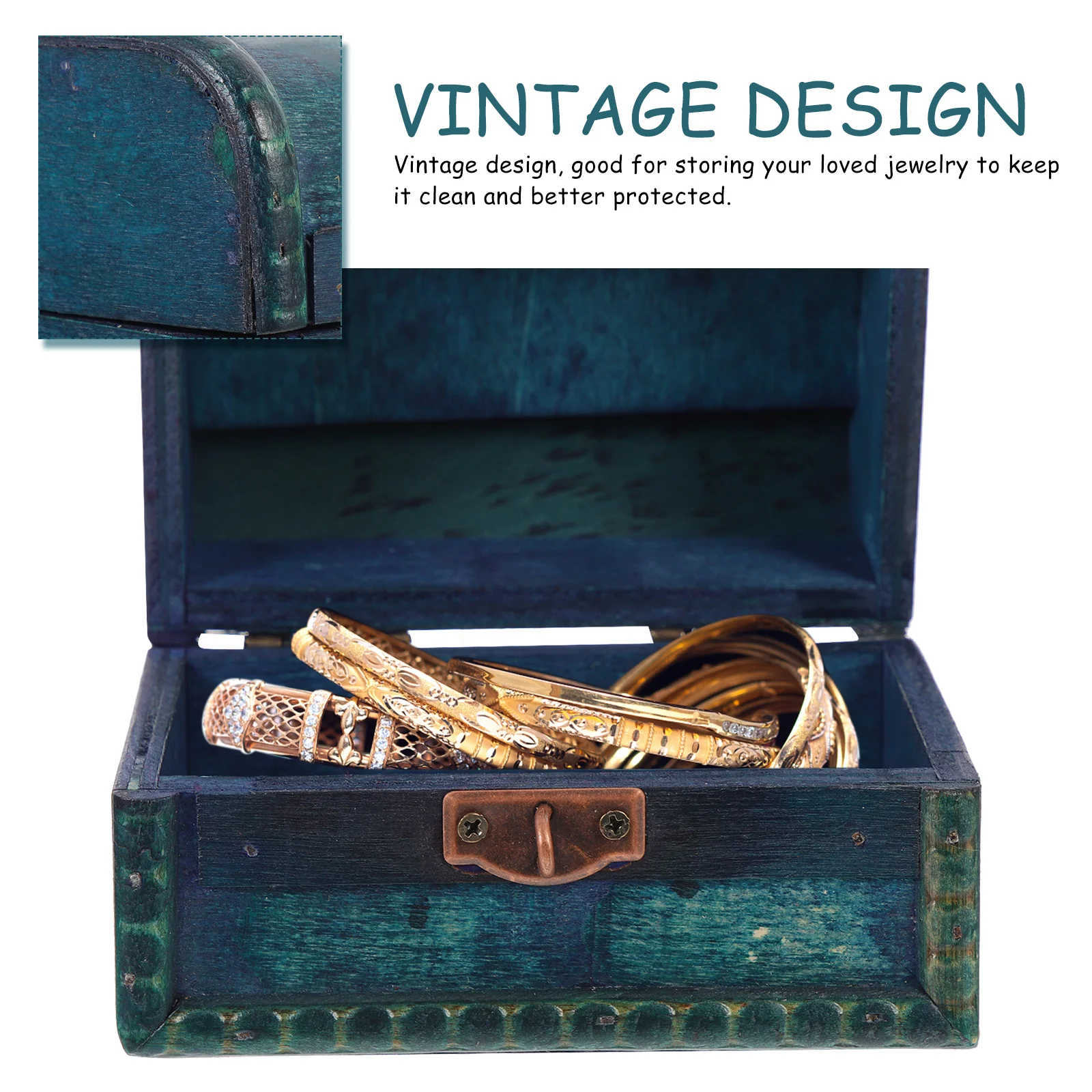 

Vintage Wood Jewelry Storage Case Retro Jewelry Box for Desktop Ornament Large Capacity Earring Ring Necklace Organizer