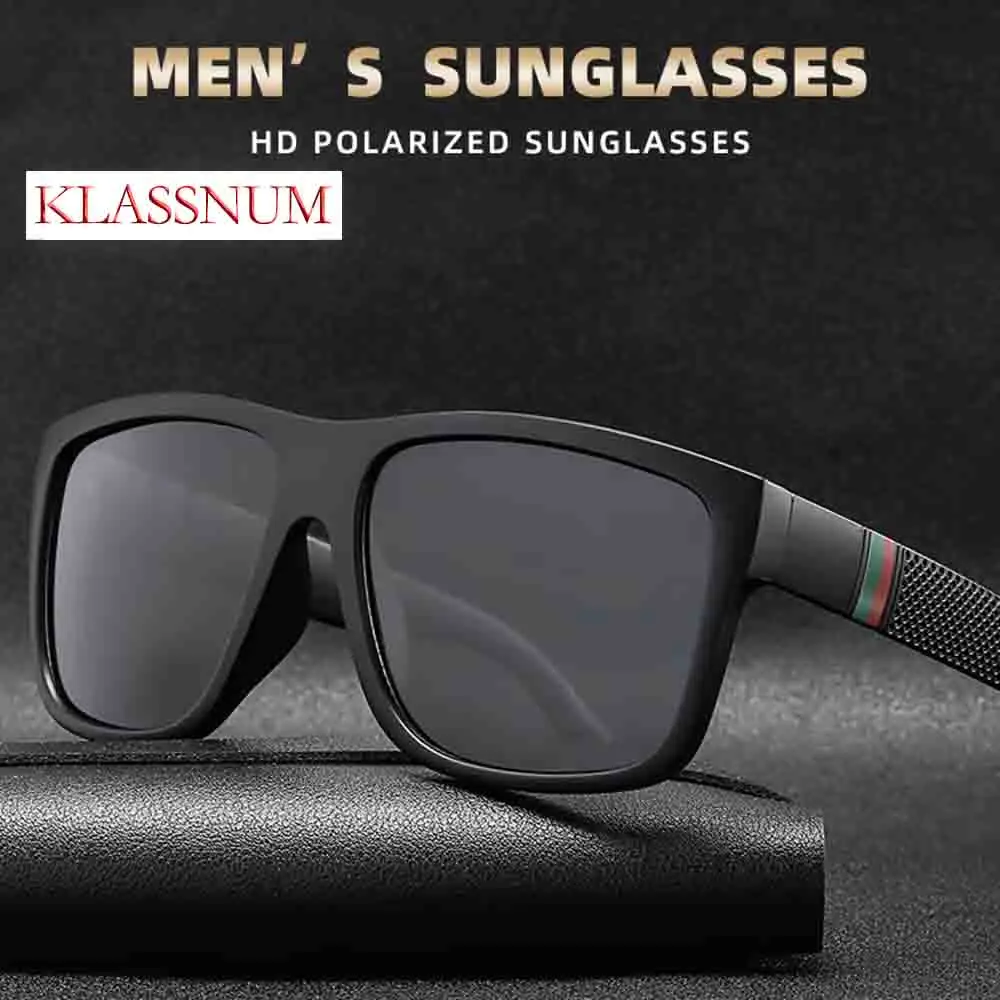 

KLASSNUM Outdoor Polarized Sunglasses Men Women Driving Travel Sun GlassesBlack Frame UV400 Male Ultralight Anti-glare Goggles
