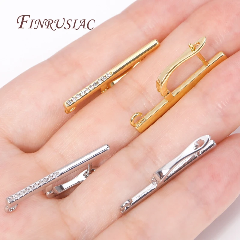 Handmade Earrings Making Supplies 18K Gold Plated Inlaid Zircon Earwires Fastener Earring Hooks Clasps For DIY Earring Accessory
