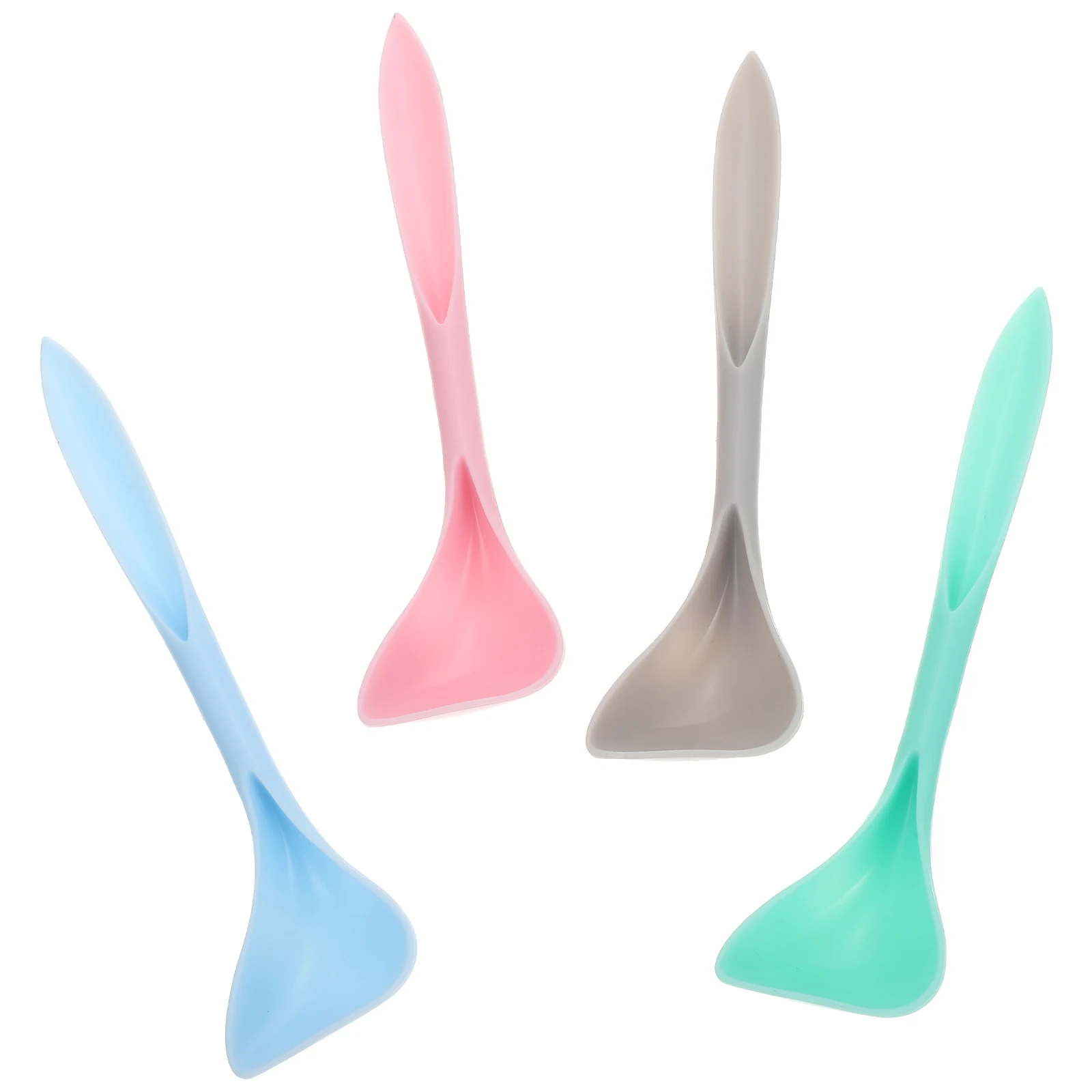 

4pcs Pet Feeding Spoon Long Handle for Cats Dogs Durable Plastic Blue Green Pink Gray Mixed Pack Cat Supply Household Can Spoon