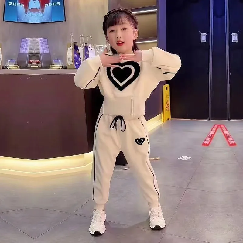 2025 Spring Autumn Tracksuit Children's Thicken Printing Sportswear Girls Clothing Sets Kids Casual Sweatshirt+pant 2 pcs Suit