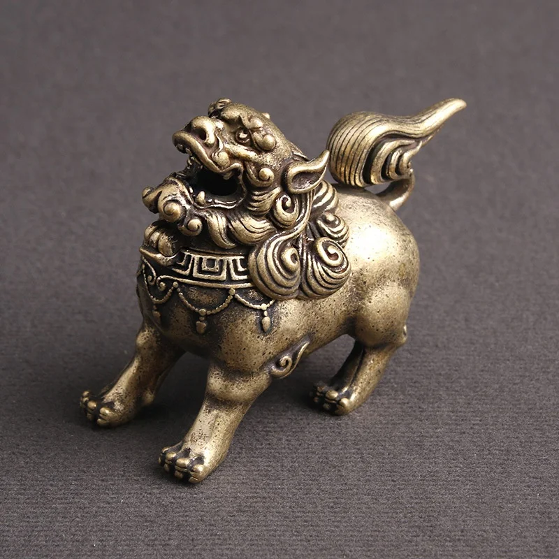 1Pc Vintage Copper Design Style Mini Bronze Kirin Incense Burner Censer Craft Home Decor Living Yoga Kung Fu Room Ornament