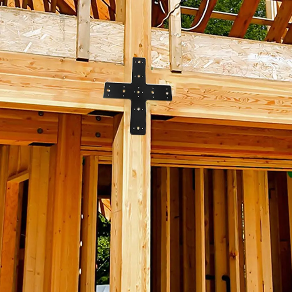 Heavy Duty Cross-Shaped Metal Mending Plate for Truss Wall Panel Pergola Reinforcement Stainless Steel