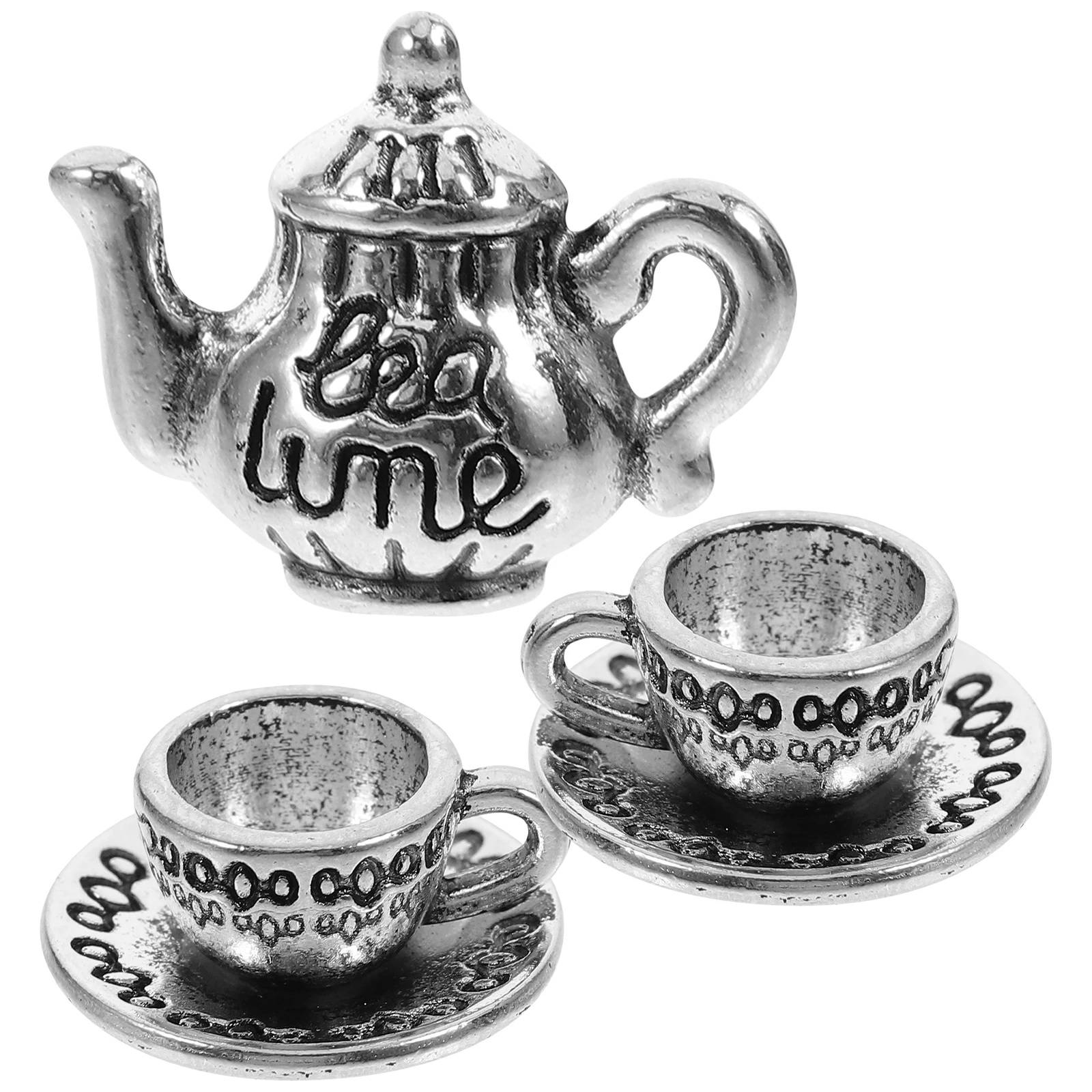 

Mini Metal Teapot House Miniature Teaware Dollhouse Scene Model Teapots Coffee Cup Alloy Dollhouses Kitchen Accessories Baby