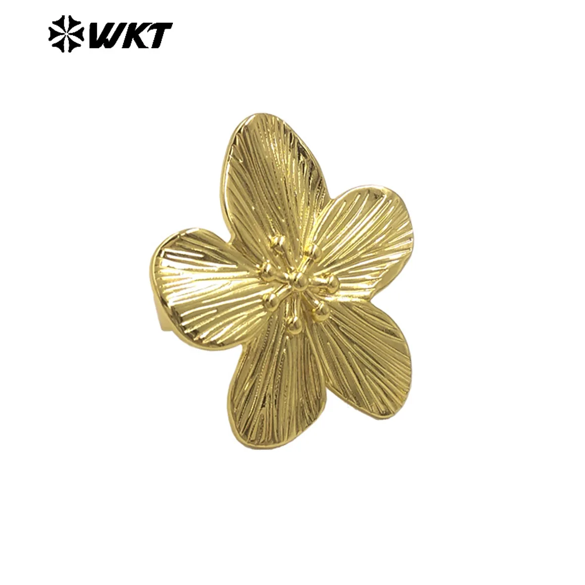 

WT-R545 Новое поступление, популярный изысканный дизайн в форме цветка, 18-каратное позолоченное женское регулируемое кольцо для подарка на день рождения