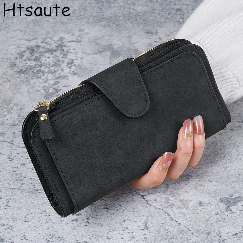 Solid Color Wallet Women Large Capacity Bags Card Wallets Luxury Brand Ladies Clutch Coins Purses Wallets billetera Coin Purse