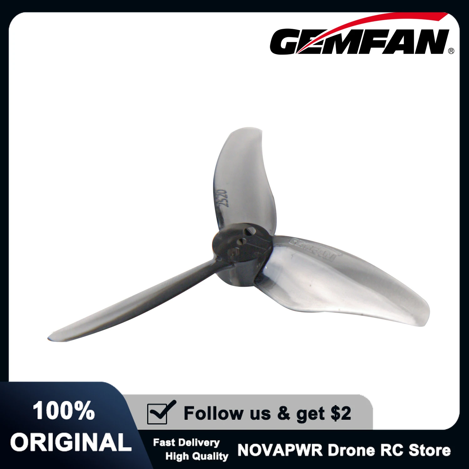Gemfan Hurricane 2520-3 장거리 FPV 드론 비행을 위해 최적화된 2.5인치 3블레이드 프로펠러