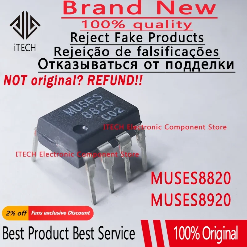 1pcs Original MUSES 8920 8820 Tube Operational Amplifiers HIFI Audio MUSES8920 MUSES8820 DIP-8 New and Genuine