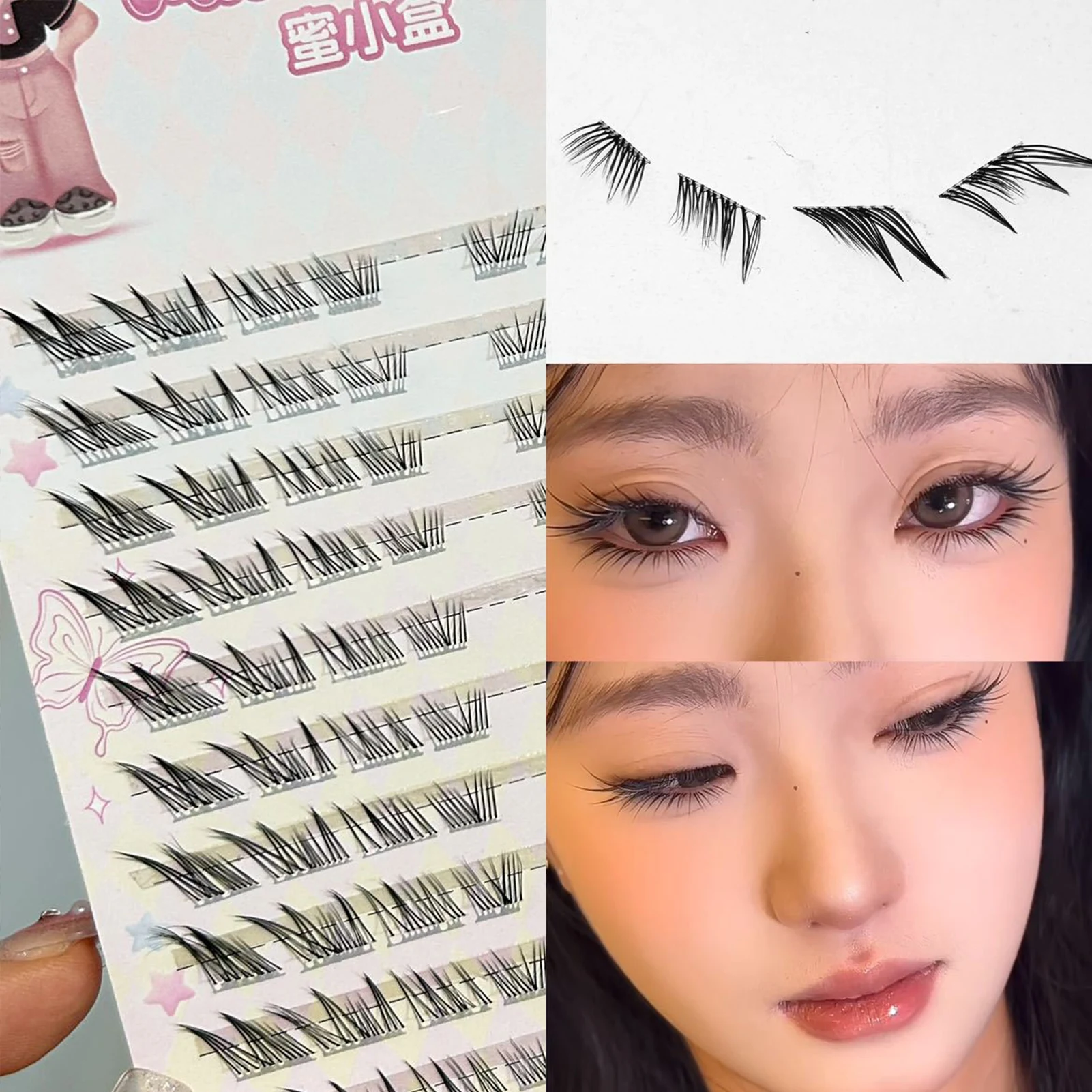 6/10 Rijen Cluster Lash Valse Wimpers Herbruikbare Pluizige Cat Eye Effect Dikke Lange Gesegmenteerde Lash Extension Nertsen Nep Wimpers