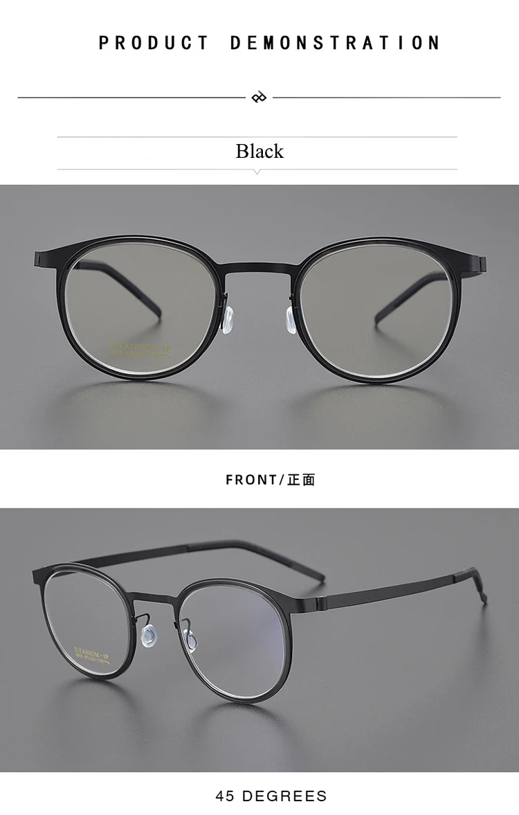 Bclear ultraleichte reine Titan Retro Männer Frauen Brille Rahmen Brillen runde Brillen Myopie verschreibung pflicht ige Brille Mode – Detail 8