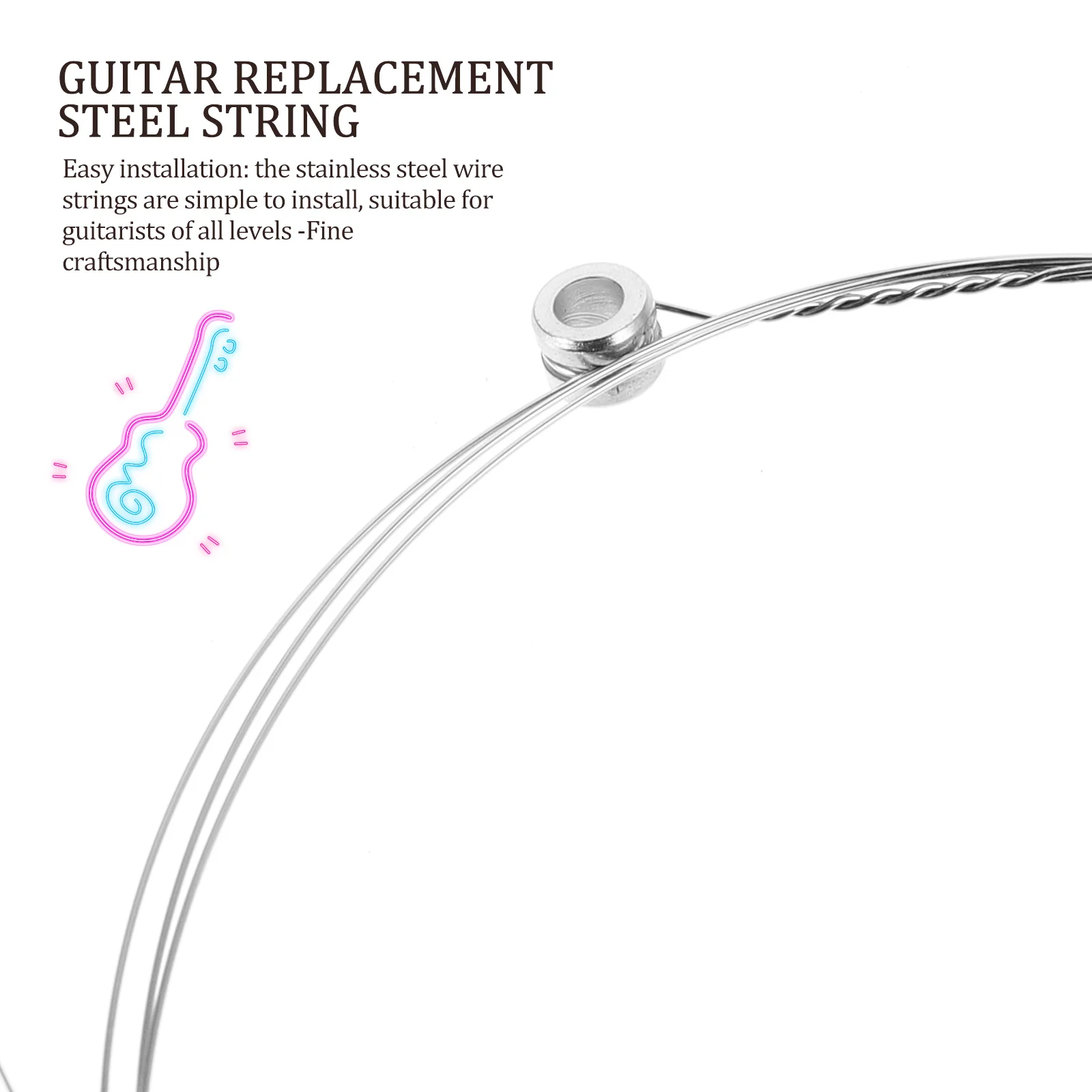 10 قطعة سلاسل استبدال الغيتار الصلب سلسلة صوتية مجموعة سلك الفولاذ المقاوم للصدأ دائم للجيتار الشعبي سهلة التركيب طويلة الأمد #5