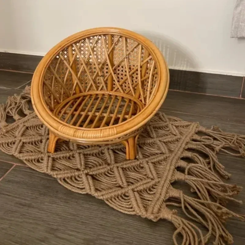Newborn Photography Props - Handmade Vintage Rattan Baby Sofa & Chair Posing Bed Unisex Photo Props for Baby Girl & Boy Shoots