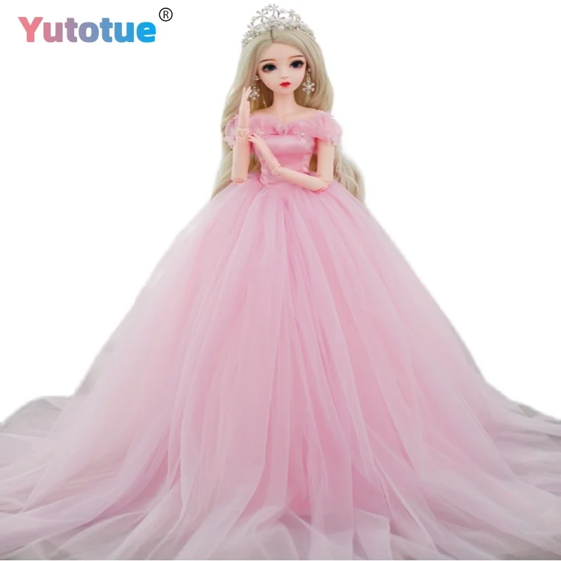 

YUTOTUE 1/3 BJD кукла принцесса для девочек с розовым свадебным платьем с длинными вьющимися волосами, полный комплект игрушек в подарок