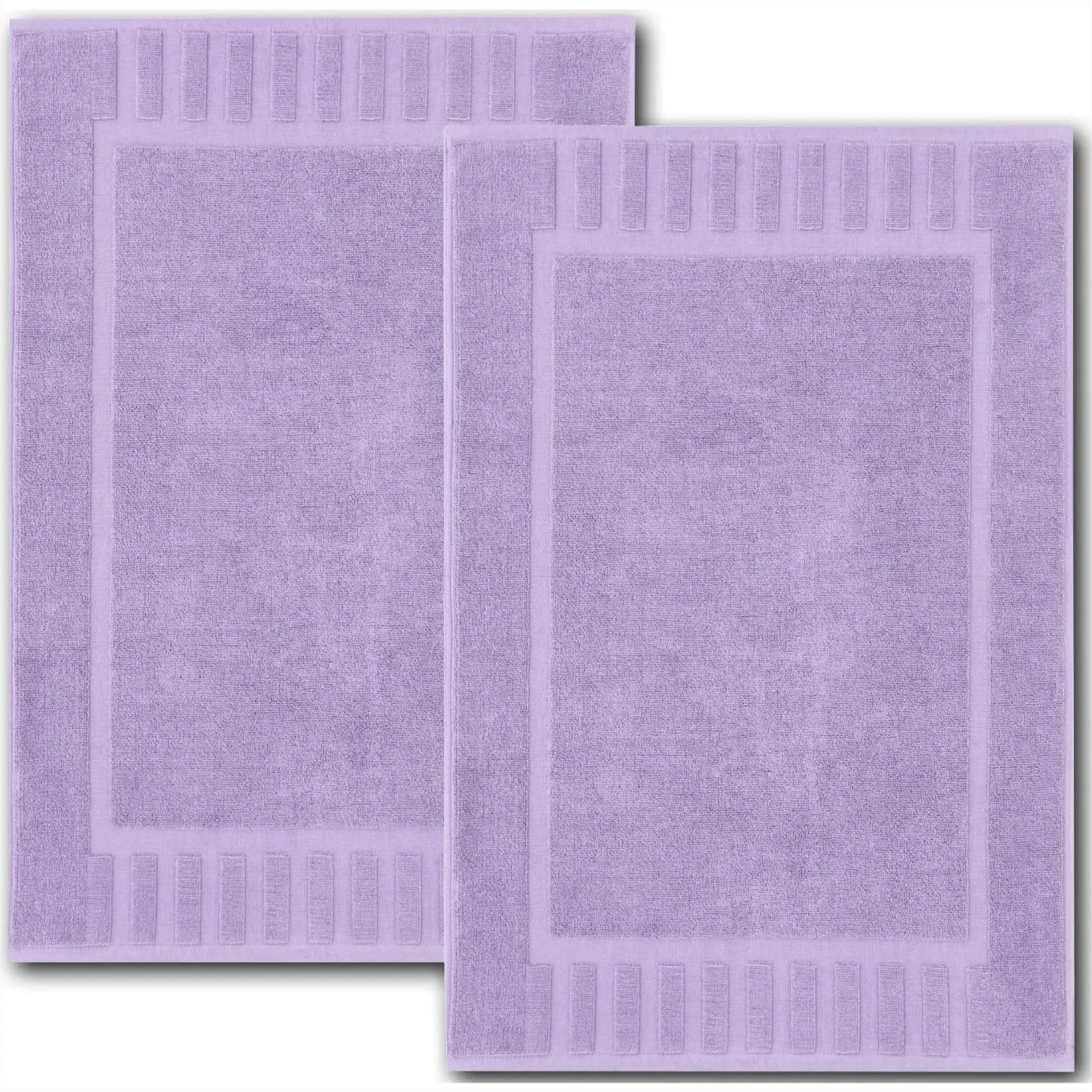 

Absorbent Cotton Bath Mat 2 Pack - Hotel Spa Quality Shower Mat 22x34 Inch Lavender