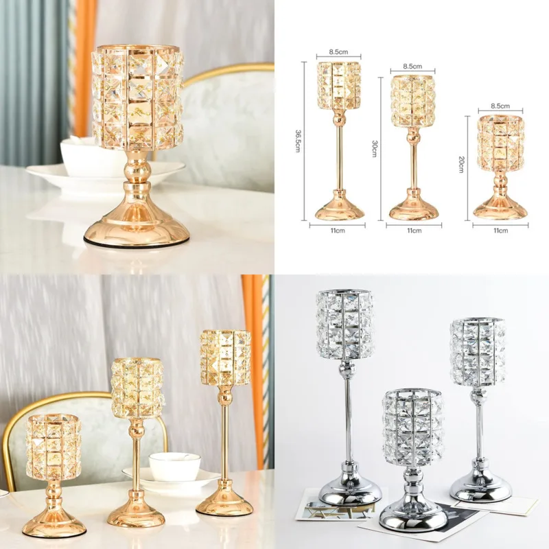 

Wine Glass Elegant Home Decor Luxury Wedding Crystal Candle Holder Eur Candlelight Dinner Prop Iron Stand Decor Ornament New