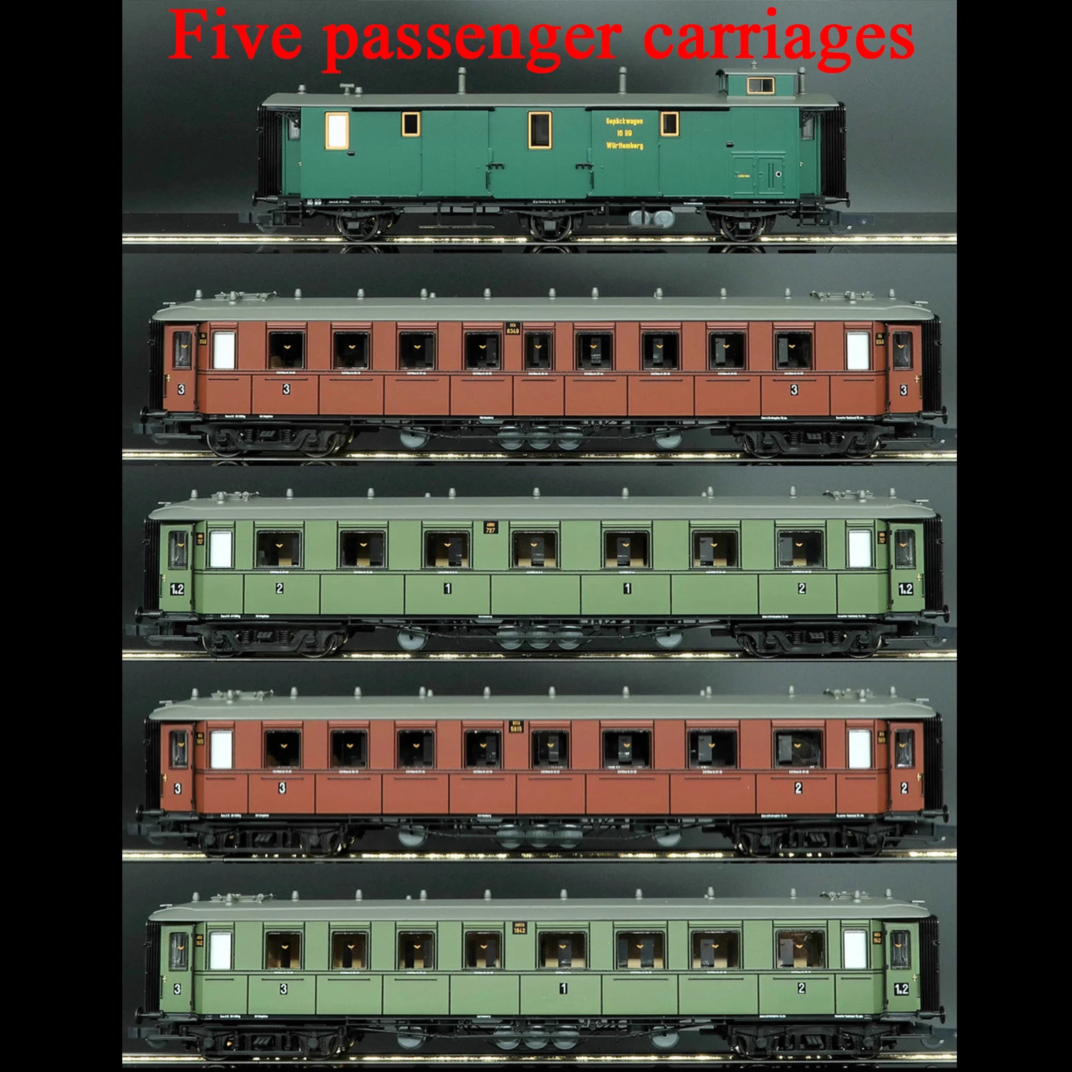 

ROCO HO Scale Toy Train 6200076 KWSTE Württemberg Dynasty First Class Passenger Carriage Set 5 Carriages Boys Toy Gift