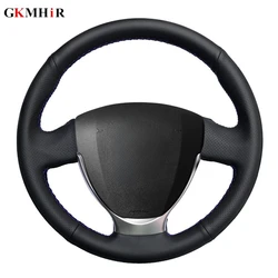 DIY Hand-stitched Non-slip Black Genuine Leather Car Steering Wheel Cover For Lada Granta 2018-2019 Priora 2 2013-2018 Kalina 2