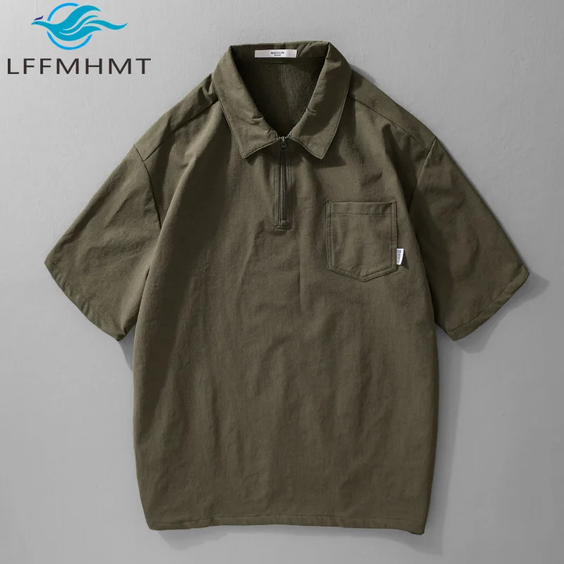 

H604 Летняя модная рубашка-поло для мужчин хорошего качества, мягкие и удобные топы-карго с короткими рукавами и отложным воротником с лацканами и карманом
