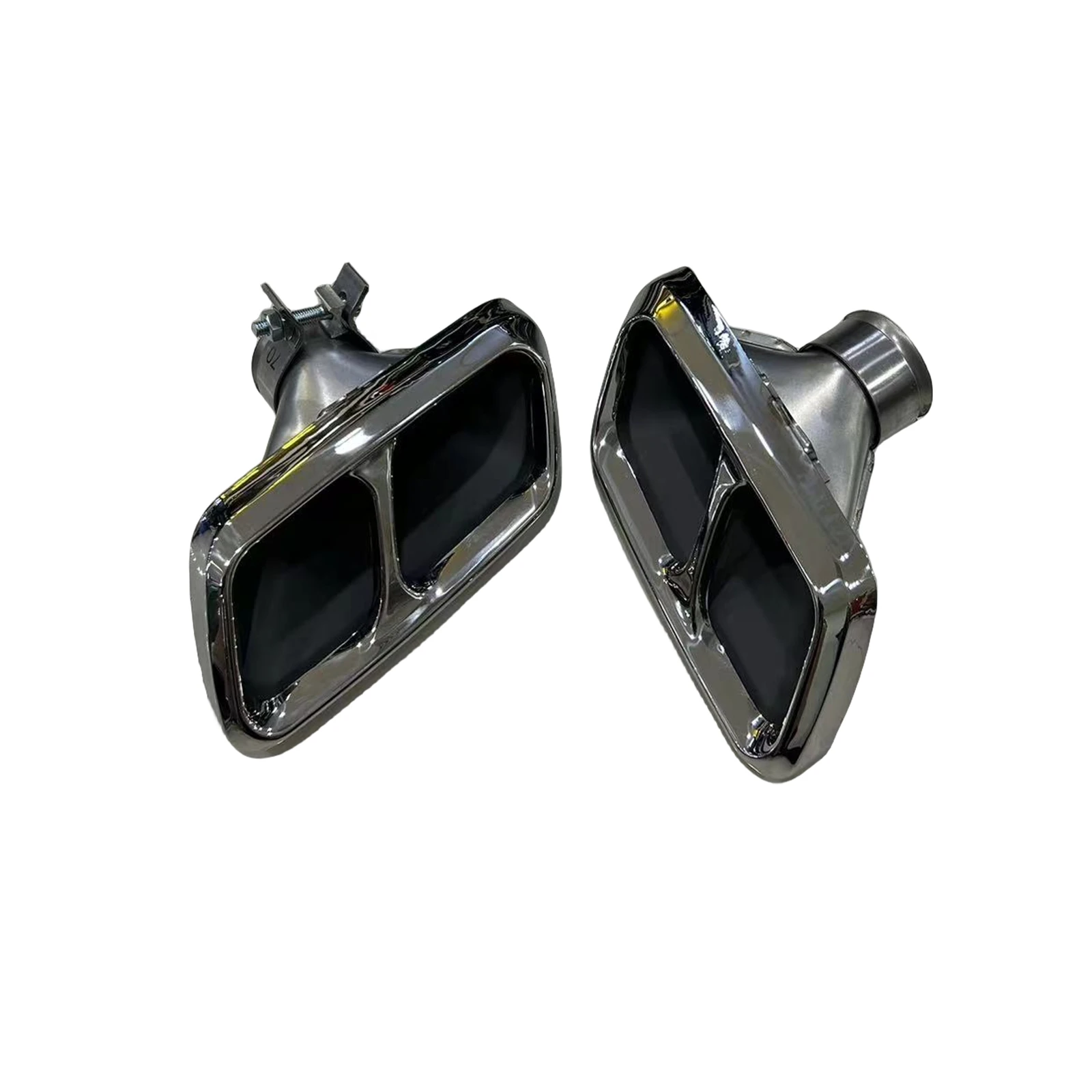 Rear Exhaust Pipe Muffler Tips Black/Silver Tail Exhause Tailpipe Kit For Land Rover Range Rover Sport 2014-2021 SVR Bumper Only