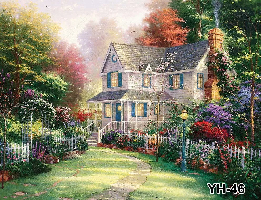 Pintura por Artes casa maestra paisaje óleo imagen telón de fondo de fotografía pintada a mano tema moderno decoración del hogar Banner Prop