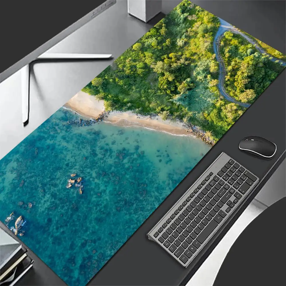 

Nature Sea Mouse Pad Large Computer Office Game Table Mat XXL Rubber Anti-slip Stitched Edge PC Keyboard Mats Washable Desk Pads