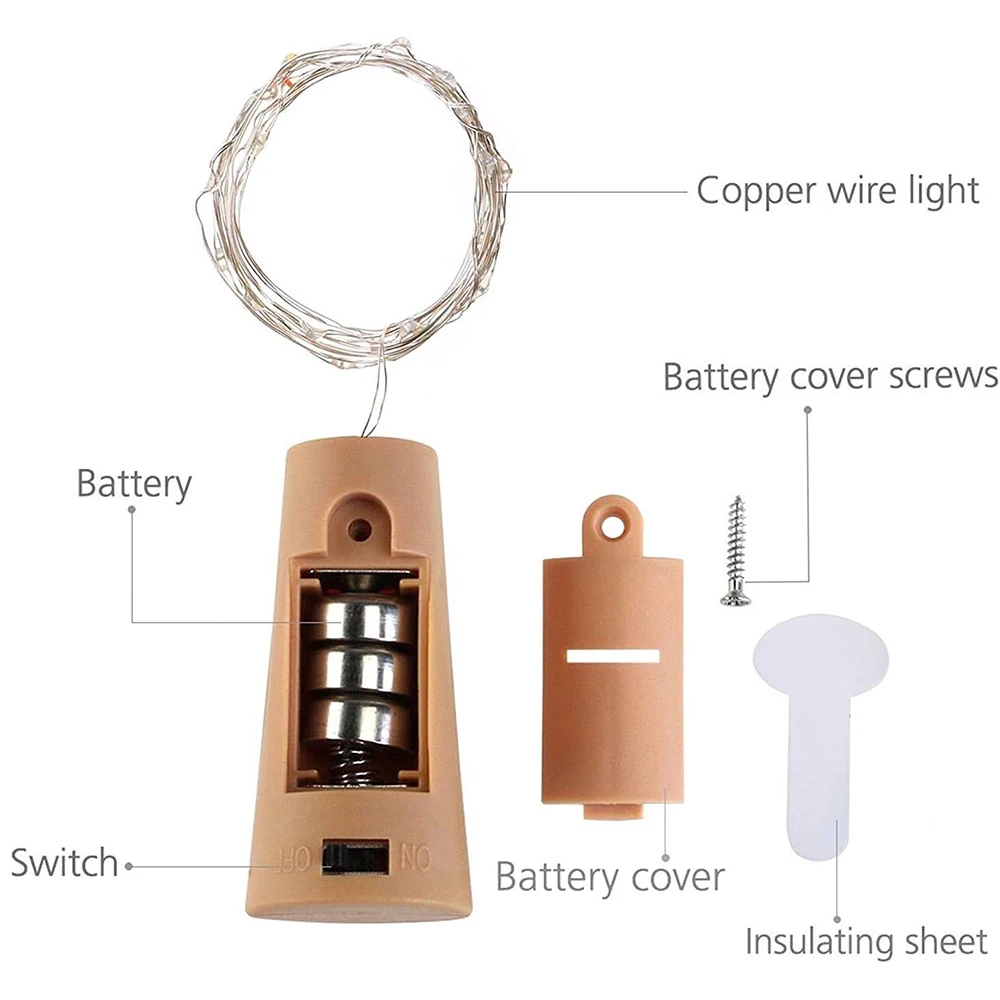 3/1 pz LED bottiglia di vino String Lights filo di rame alimentato a batteria fata luce bottiglie di forma fai da te lampada per la decorazione della festa nuziale