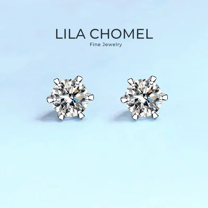 

Women Valentine's Day 18K White Gold 0.5/1/2CT Moissanite Diamond Girl Birthday Gift PT950 Platinum Wedding Screw Stud Earrings