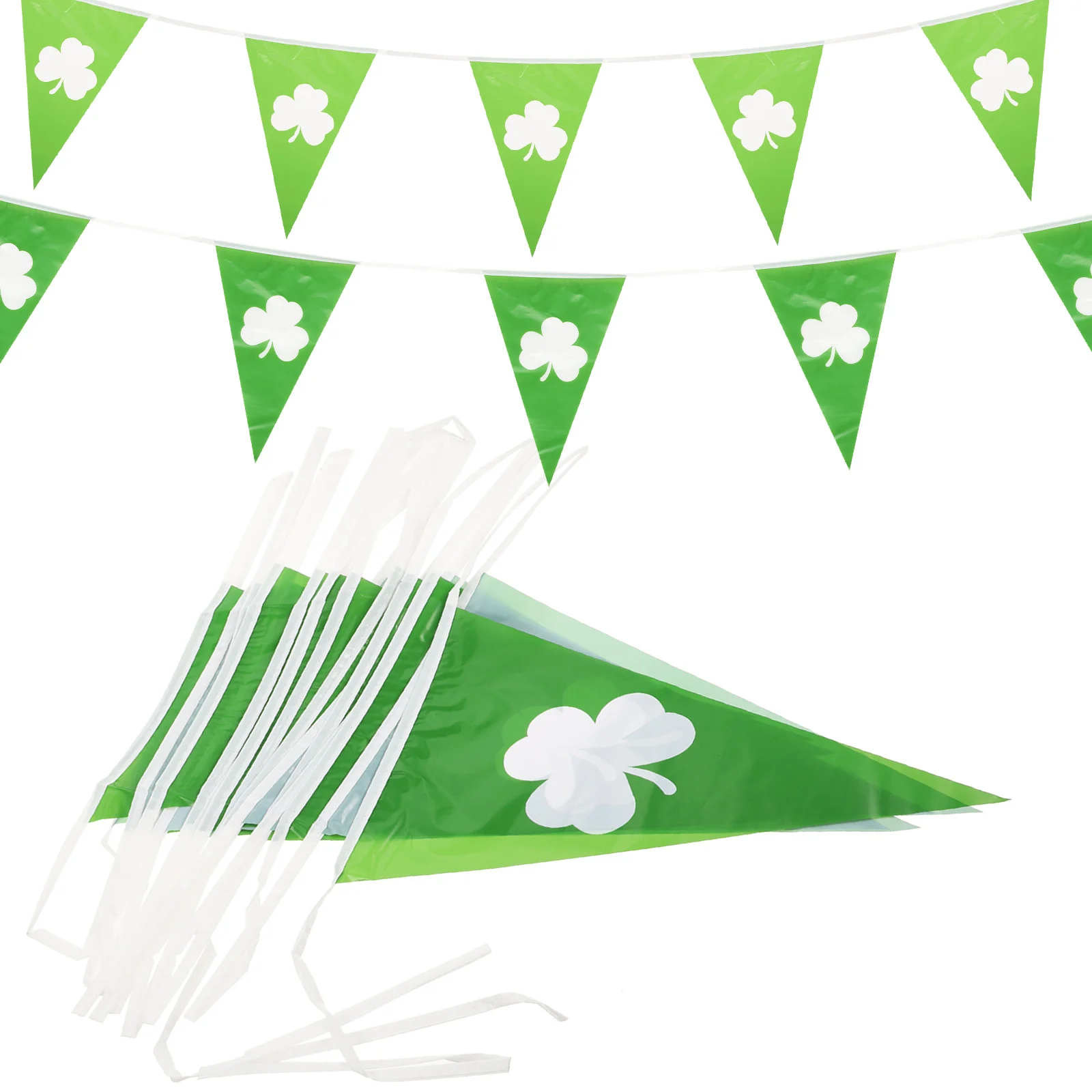 

2 Sets St Patrick's Day Banner Pull Flag Decorations Festival Party Hanging Lucky Garland 3D Clover Bunting Pendant