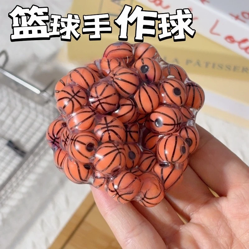 New in Creative Relief Toy Handmade Basketball Craft Balls Loud Ball Fun Plaything Noisy Balls Squeeze Stress Relief Toys