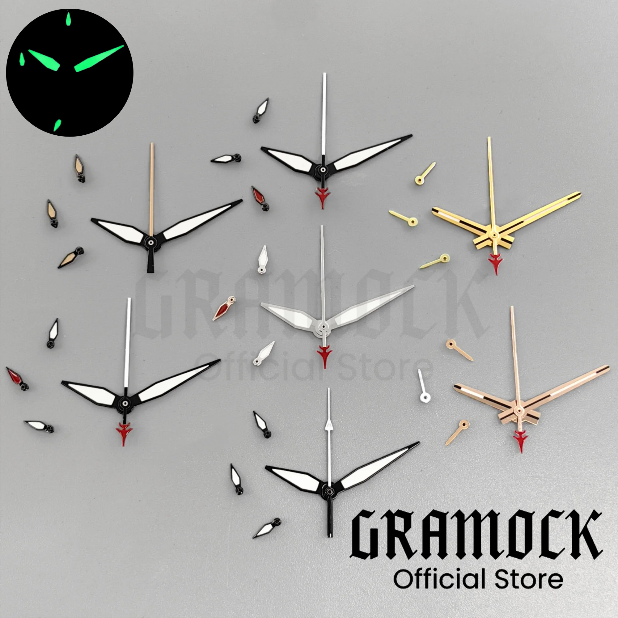 Black White Pilot Watch Hands Timing Running Second Luminous 6PCS Watch Needle Fit VK63 VK64 VK67 Quartz Movement Modified Watc