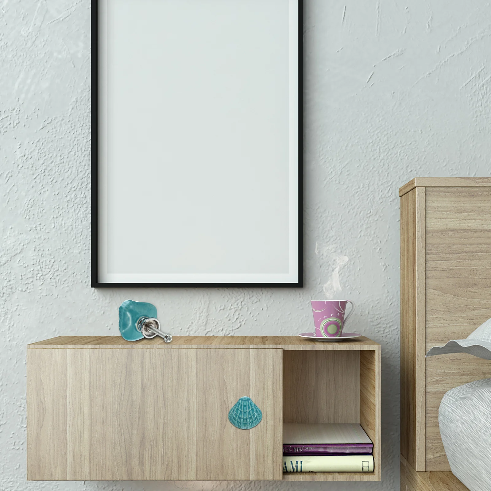 

6Pcs Cartoon Ceramic Cabinet Knobs Shell Shape Elegant Drawer Handles for Wardrobe Cupboard Furniture Decor Drawer Knobs