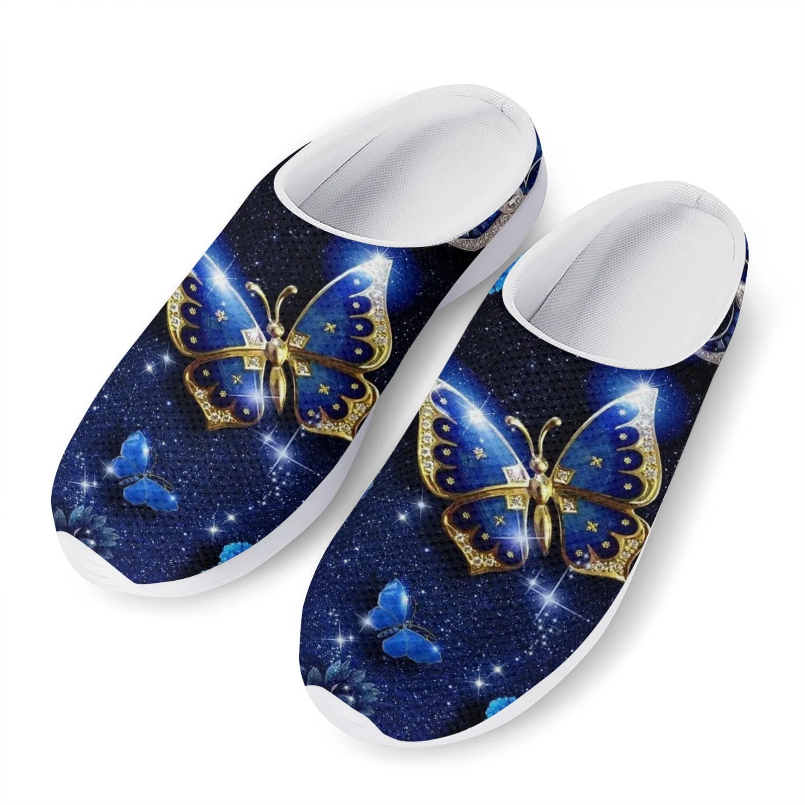 Summer Shoes 2025 Sandals Women Slides Footwear Half Shoes For Women Flat Butterfly Print Ladies Slippers Outdoor Mules Woman